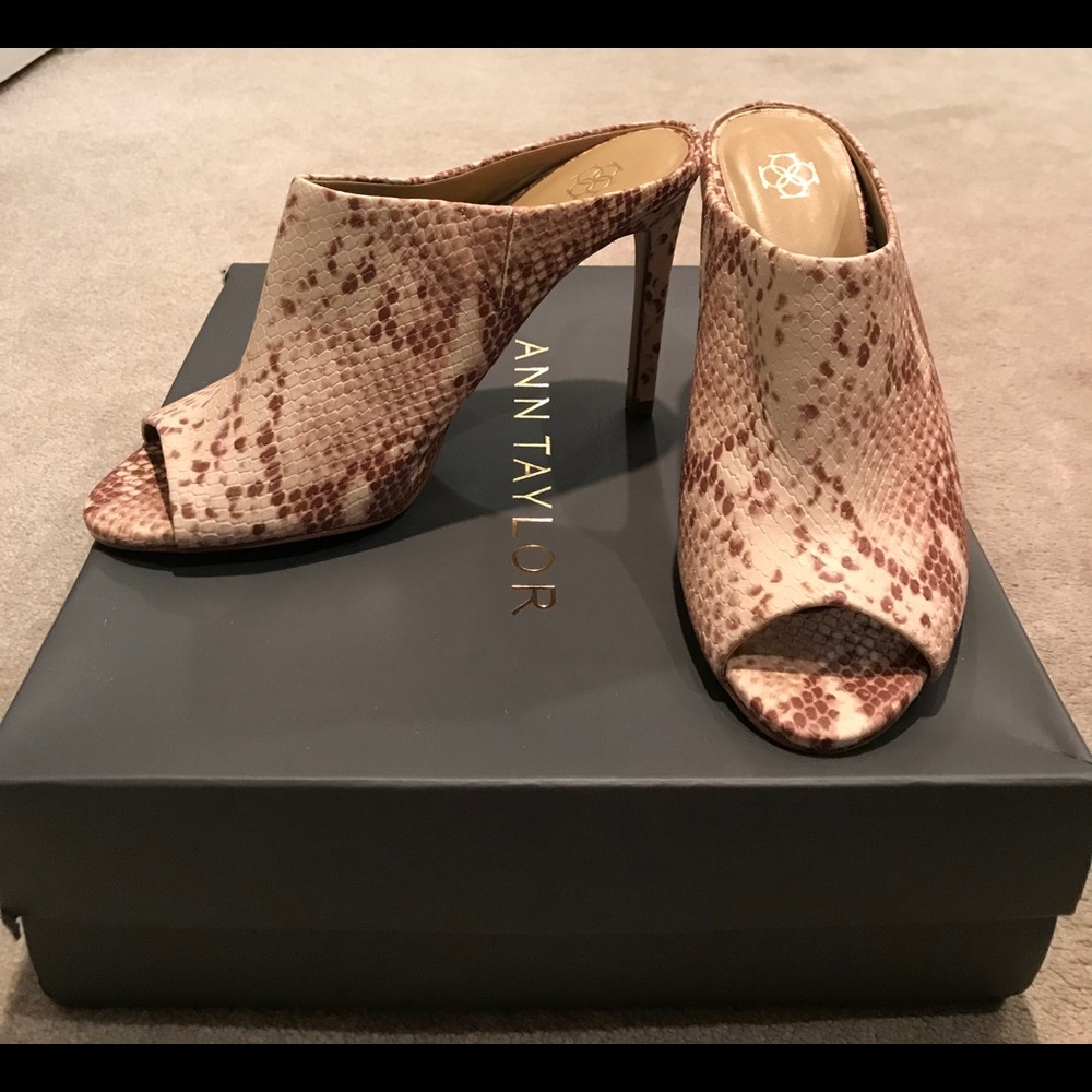 Snakeskin Print Mules